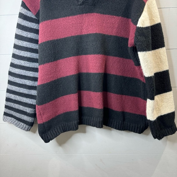 Judy Shop Striped Pull Over Sweater - Black, Red, Cream - Picture 3 of 6